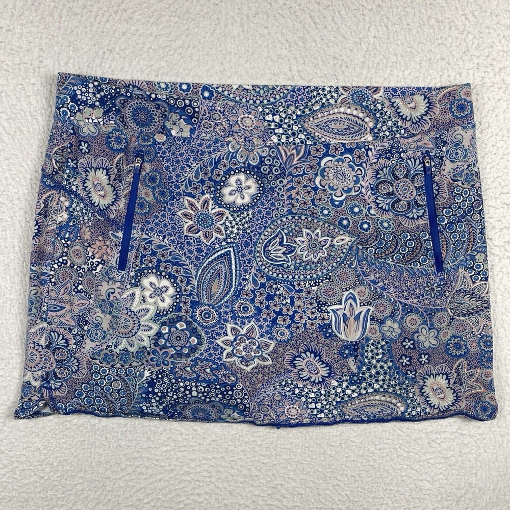 Talbots Skort Womens 3X Petite Blue Everyday Stretch Skort Dreamy Paisley Beachy